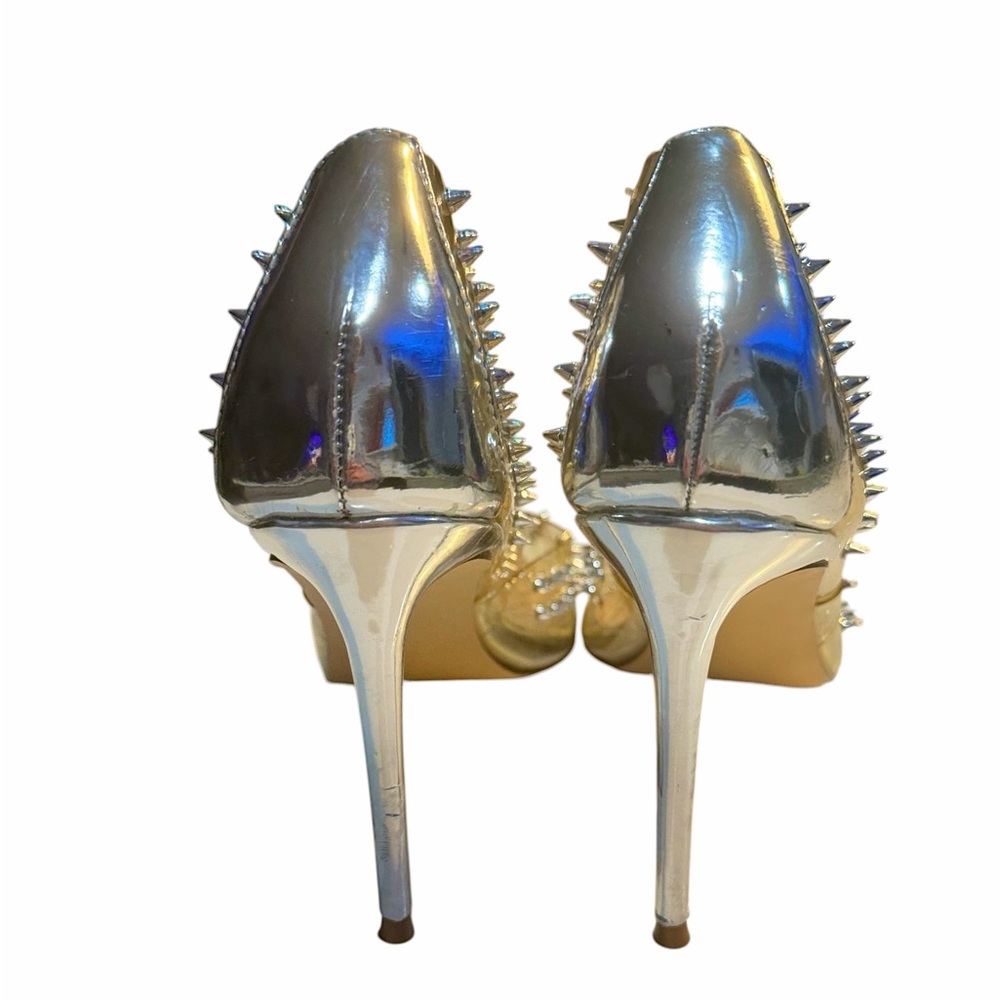 Steve Madden Vala Clear Silver Spiked Studded Pointed Toe Pumps Heels Size 8.5 - Picture 4 of 9
